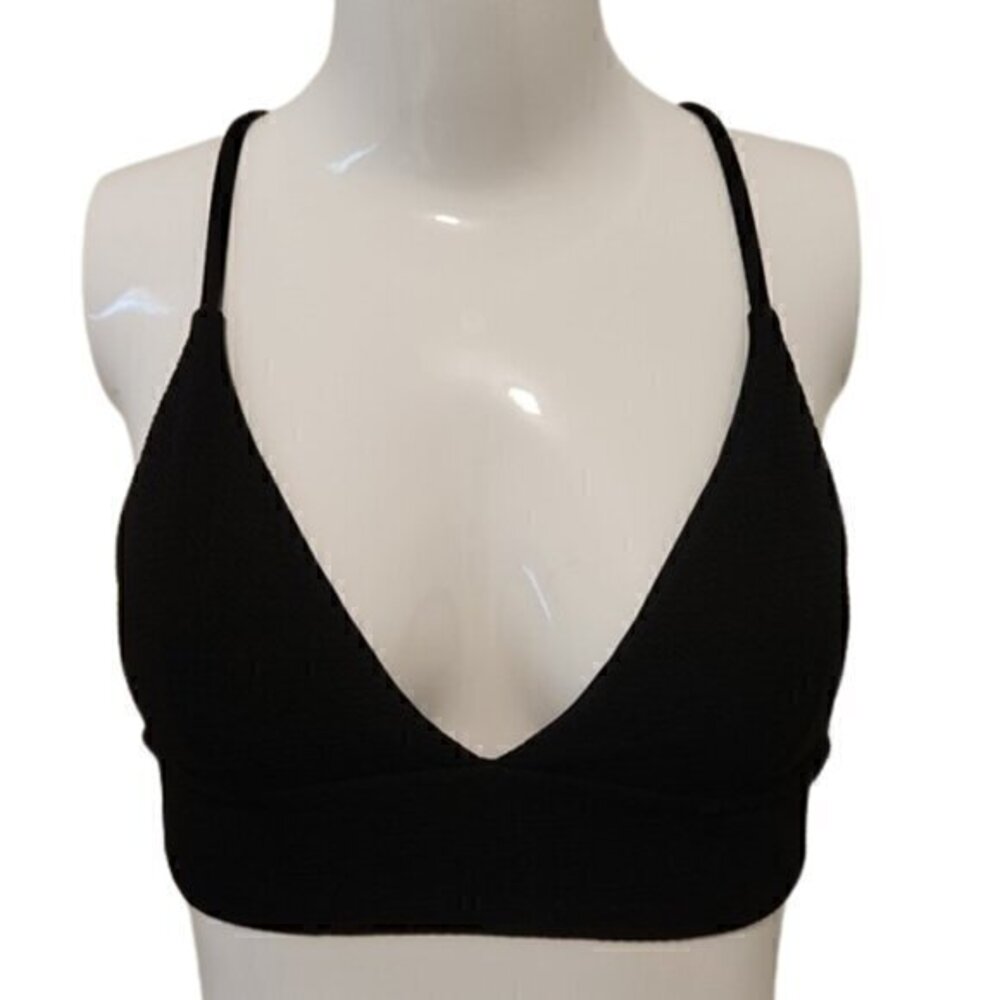 Black Plunging V-neck Bikini Top - Size M